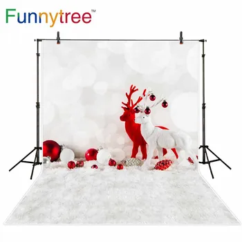Funnytree fonas fotografijos studija bokeh halo Kalėdų kamuoliukus elnių lėlės vaikams fone photobooth photocall