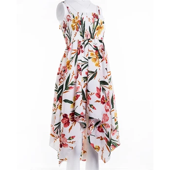 Atsitiktinis Palaidų Ponios Vasarą Mini Suknelė Gėlių Spausdinti Moterų Strappy Atostogų Šalis Mini Suknelė Be Rankovių Saulė Suknelė