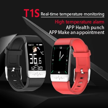 T1S vyrų smart apyrankę, gali matuoti kūno temperatūrą, EKG, kraujo spaudimas, širdies ritmo monitoringo, moterų naudotis pedometer