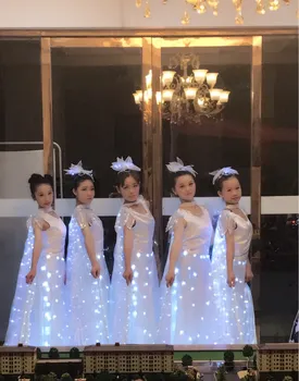 LED Šviesos Vaikų Scenos Drabužius LED Šviesos Sparno Žaliojo Šviesos suknelė suaugusi Etapo rezultatus Baleto Kostiumas