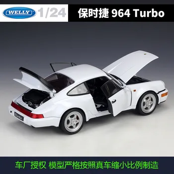 Welly 1:18 964 Turbo Balta Lydinio Modelio Automobilių Modeliavimo Apdailos Surinkimo Dovana Žaislas Lydinio Modelis Berniukų Žaislai, Gimtadienio Dovana