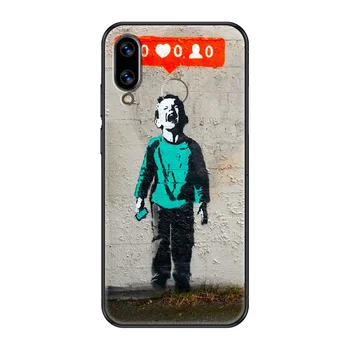 Gatvės Menas Banksy Grafiti Telefoną atveju Huawei Honor Mate 5 7 8 9 10 20 i A U Lite, black Pro gana funda tpu ląstelių dangtis