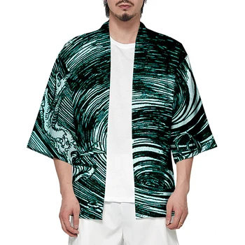 Trimatis Išmaišykite Kostiumas 3d Spausdinimo Kimono Marškinėliai Vyrams Septynių Taškų Rankovėmis Viršūnes Kasdien Cool Atsitiktinis Megztinis Striukės Streetwear