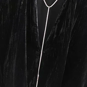 Pavasarį Moterys Pearl Palaidinės Black Marškinėliai Duobute Blusas Mujer Aksomo Femme ilgomis Rankovėmis Za Prašmatnus Atsitiktinis Palaidų Apkarpyti Viršūnes Prašmatnus trf