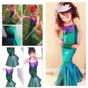 Vaikai Ariel Undinė Rinkiniai Mergaitė Princesė Fancy Dress Pasakos Istorija Šalis Cos Kostiumas Mermaid Dress