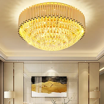 Šiuolaikinės K9 Kristalų Lubų šviestuvai, Šviestuvas LED Šviesos Aukso Turas Kristalų Lubų Lempa Patalpų Apšvietimas Dia 40cm/60cm/80cm/100cm