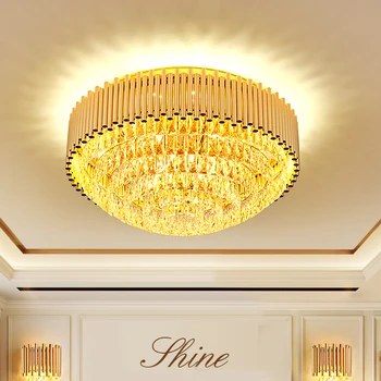 Šiuolaikinės K9 Kristalų Lubų šviestuvai, Šviestuvas LED Šviesos Aukso Turas Kristalų Lubų Lempa Patalpų Apšvietimas Dia 40cm/60cm/80cm/100cm