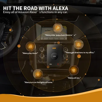 Alexa Bluetooth 4.2 A2DP Garso Imtuvas, laisvų Rankų įranga Aux Automobilinis Fm Siųstuvas, Valdymo Balsu funkciją 