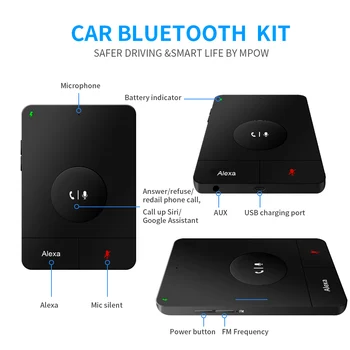 Alexa Bluetooth 4.2 A2DP Garso Imtuvas, laisvų Rankų įranga Aux Automobilinis Fm Siųstuvas, Valdymo Balsu funkciją 