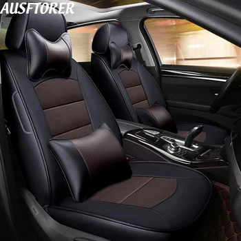 AUSFTORER Custom natūralios Odos Apima Automobilio Hyundai Elantra 2018 Sėdynės Padengti Paramos karvės odos Priekyje & Galiniai Pagalvėlė Priedai