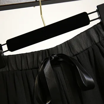 2019 m. Vasarą Pantalon Femme Didelis Dydis Moterų Lankstus Juosmens Juoda Rausva Atsitiktinis Kelnės Prarasti Šifono Platus Kojos Kulkšnies ilgio Kelnės