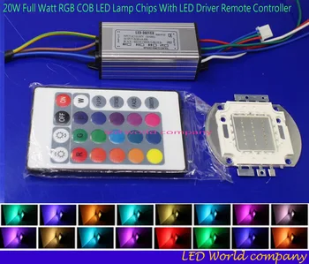 1Set Visą W RGB Integruota Mikroschema 10W 20W 30W 50W 100W RGB LED lempa + LED Driver +24Key tolimas Prožektorius Vietoje lemputės