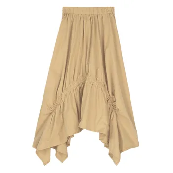 Mados Pavasario Autunm moterų medvilnės skalbiniai Asimetriškas sijonas,2020 m. Vasaros aukšto Juosmens Maxi Sijonai Plius dydis hip-hop sijonai 6XL 7XL
