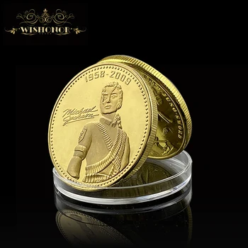 2017 Michael Jackson Auksą, Padengtą Monetos Metalo, Aukso Monetas, Nemokamas Pristatymas Suvenyrų Aukso Monetos Su Maža Apvali Dėžutė