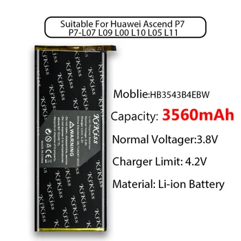 3560mAh Didelės Talpos Baterija Huawei Ascend P7 P7-L07 L09 L00 L10 L05 L11 Didelės Talpos Baterija HB3543B4EBW