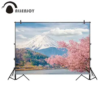 Allenjoy profesionalios fotografijos fonas gražus kalnų fuji pavasarį japonijos vyšnių žiedų fonas foto studija photocall