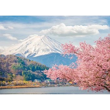Allenjoy profesionalios fotografijos fonas gražus kalnų fuji pavasarį japonijos vyšnių žiedų fonas foto studija photocall