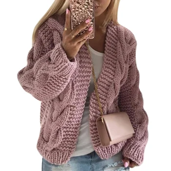 Europos ir Amerikos rudens ir žiemos karšto stiliaus megztinis moterų stora linija twist megztiniai megztinis megztinis
