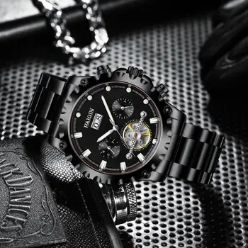 HAIQIN Black vyriški laikrodžiai Top Brand prabanga Mechaninė automatinė vyrų laikrodžiai vyrams Tourbillon atsparumas vandeniui Reloj hombres 2020 m.