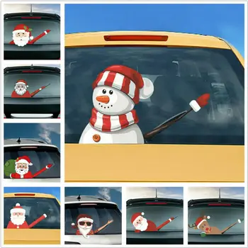 Kalėdų Automobilių Valytuvų Lipdukas Galinis Stiklas Santa Claus Sniego Briedžių Langų Lipdukai, Sienų Lipdukai
