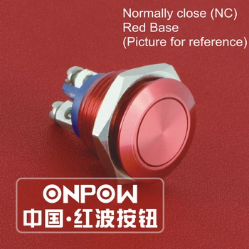 ONPOW 16mm 1NC Aliuminio Lydinio, atsparus Vandeniui IP65 Raudona Anti-vandal Akimirksnį Stumti Mygtuką Pradėti Jungiklis (GQ16F-01) CE,ROHS