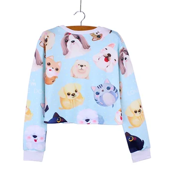 Mados Mielas šunims spausdinti moteriški megztiniai moterų 2017 m. Rudens drabužių didmeninės Harajuku merginos outwear S-L pasėlių puloveriai