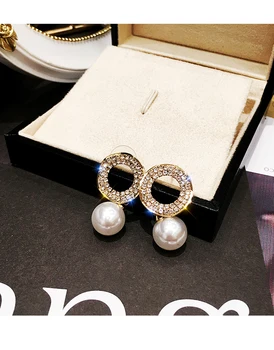 2019 naujas mados juvelyrikos elegantiška baltos spalvos auskarai apvalūs pilnas kristalų vestuves auskarai Mergaitėms, dovana moteriai