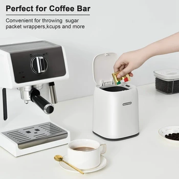 0.3 Gal Mini Darbalaukio Šiukšliadėžės su Dangteliu Biuro Countertop, Mažų Wastebasket už Kavos staliukas/Stalas/Stalo,Balta