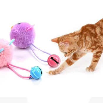 1PC Funny Cat Interaktyvus False Spalvingų Plunksnų Pet Mielas Pelės Formos Su Bell Interaktyvių žaidimų Kibinimas Katė Žaislas Priedai
