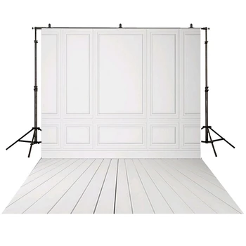 3x5ft Vinilo Fotografijos backdrops Baltų Plytų Sienos, medinės grindys vestuvių fone fotostudija