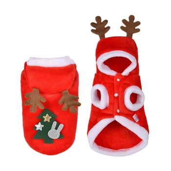 Kalėdų Šunų Drabužius Raudona Flanelė Hoodies Mielas Briedžių Medžio Modelio Žiemą Šiltas Kostiumas Maži Dideli Šunys Pet Drabužiai