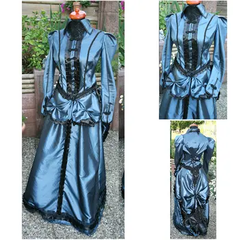 HistoricalCustomer-pagaminti Mėlyna 1800 Viktorijos suknelė 1860 m pilietinio karo Suknelė Vintage Kostiumai Pietų Belle Promenadzie Suknelė US6-36 V-346