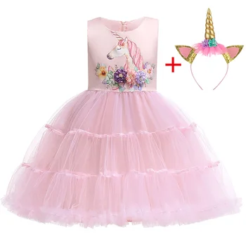 2020 Naujų Mergaičių Suknelė, Vaikams, Suknelės Mergaitėms Vienaragis Šalis Suknelė Bamblys Cosplay Princesė 2 -10Year Mergaičių drabužius 2vnt