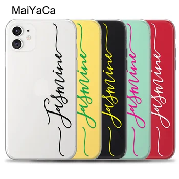 Custom Asmeninį Monograma Aišku, Telefono dėklas skirtas iPhone 11 12 Pro Max mini XS XR X 8 Plius 7 SE 2020 6S Mielas Ranka Pavadinimas