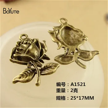BoYuTe (50 Vnt/Daug) Antikvariniai Bronzos Metalo Lydinio 25*17MM Rose Flower Pendant Pakabukai 