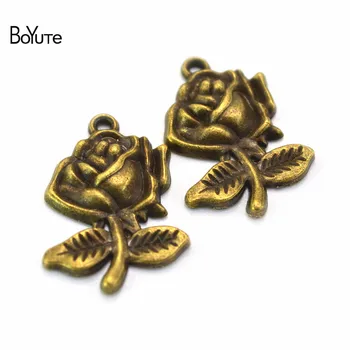 BoYuTe (50 Vnt/Daug) Antikvariniai Bronzos Metalo Lydinio 25*17MM Rose Flower Pendant Pakabukai 