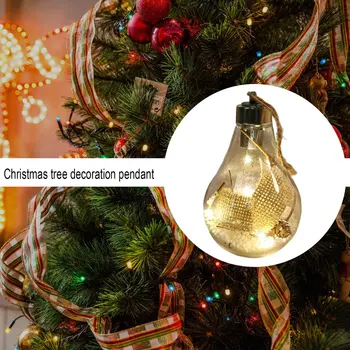 LED Skaidriai Kalėdų Eglutės Ornamentu trimatis Plastiko Pakabukas Lemputė Kamuolys Kalėdų Modeliavimo Kabinti
