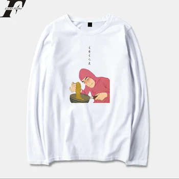 Rožinė Vaikinas Ramen Karalius VAPORWAVE Long Sleeve T Shirt Vyrai/Moterys Medvilnės Anime Spausdinimo Streetwear T-shirt Viršūnes Tees