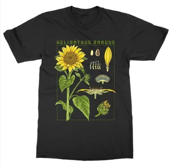T Marškinėliai Mados Saulėgrąžų T-Shirt Botanikos Sodo Augalų Spausdinimo Meno Botanika Žydi Vaisių Gėlių