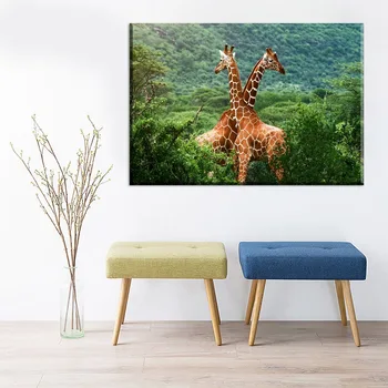 Top-Rated Drobė Spausdinimo 4 Gabalas Gyvūnų Žirafa Modulinės Nuotrauką Namų Dekoro Sienos Meno Vieną Rinkinį Dekoro Sistemą Arba Neįrėminti Plakatas