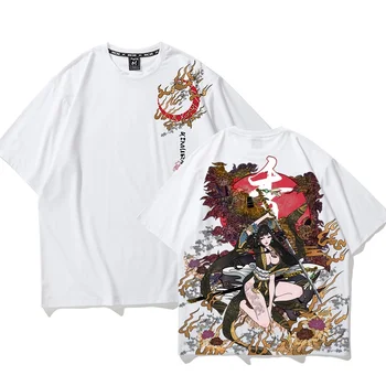 Azijos Streetwear Japonijos Viršuje Internete Kinų Parduotuvės Harajuku Kimono Streetwear T-Shirt Samurajus Kostiumas Azijos Drabužių KK3301