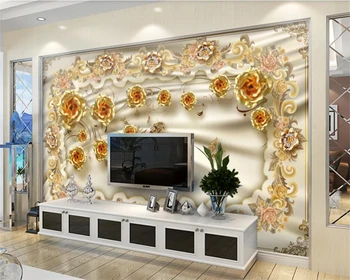 Beibehang kambarys decorCustom foto tapetai, 3D aukso rožė gėlių Europos stiliaus miegamojo, TV foną, sienos tapetai, freskos sienos 3D