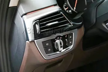BMW 5 Serijos G30 2017-2019 Galvos Šviesos Jungiklio Mygtuką Padengti Apdaila 1pcs Matt Automobilio stiliaus