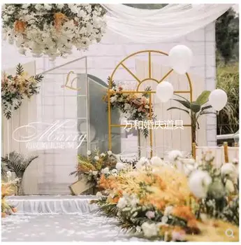 Naujas vestuvių rekvizitai tieyi geometrinis kelių veda vestuves etape ekrano išdėstymas creative vestuvių dekoravimo, fono, rėmelio