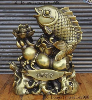 Kalėdų Kinijos Fengshui žalvario Laimingas lotoso Gėlė, žuvis karosas pasisekė statula Helovinas