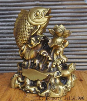 Kalėdų Kinijos Fengshui žalvario Laimingas lotoso Gėlė, žuvis karosas pasisekė statula Helovinas