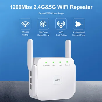 1200Mbps WiFi Kartotuvas 4-Anteną 2.4 GHz 5.8 GHz WiFi Range Extender 