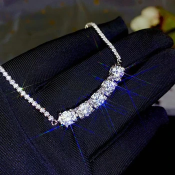 Specialios u šviečia Moissanite akmuo, apyrankės moterims, papuošalai 925 sidabro gimtadienio puotą dovana blizga geriau nei deimantas