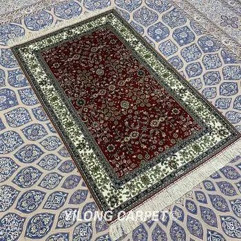 Yilong 3'x5' Senovinis persų šilko tabriz kilimų raudonų senovinių rytų kilimėliai (YXR330B)