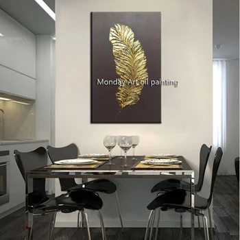 Menininko Ranka-dažytos Abstrakčiai aukso plunksna Aliejaus Tapybai Aukštos Kokybės Abstrakčiai Naftos Tapyba ant Drobės už Kambarį Apdaila